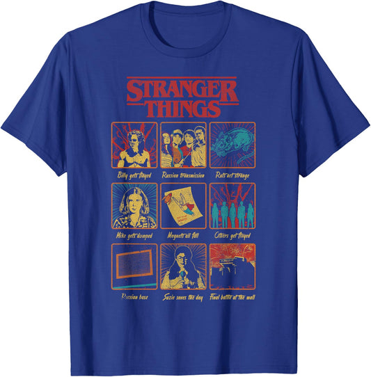 Stranger Things Season 3 Group Textbook Boxes T-Shirt - T-Shirt | Royal