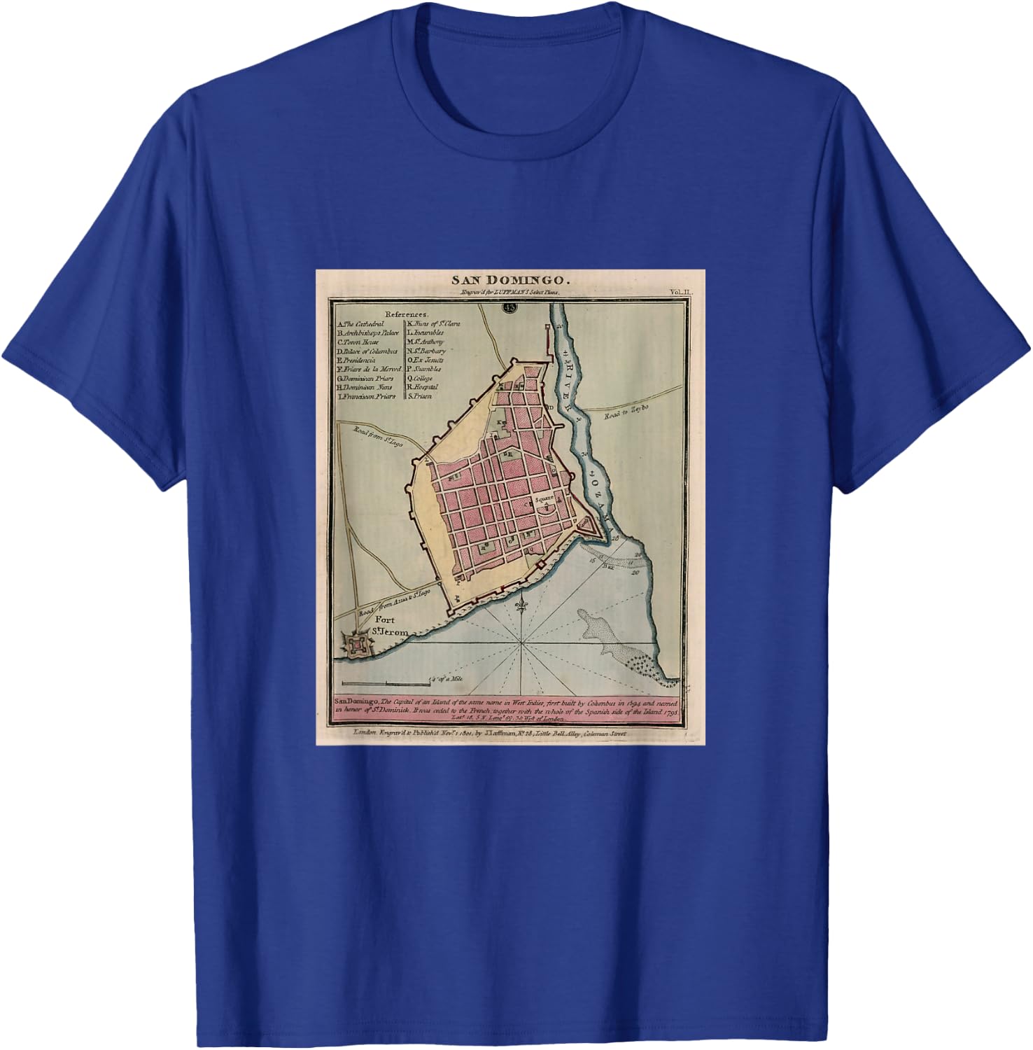 Santo Domingo Dominican Republic Map T-Shirt - T-Shirt | Royal