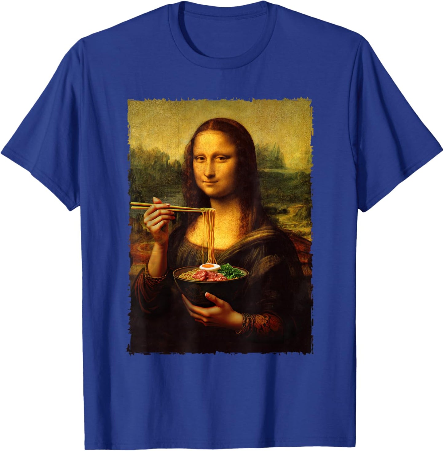Mona Lisa Eating Japanese Noodles Ramen Art Teacher , Black, S T-Shirt - T-Shirt | Royal