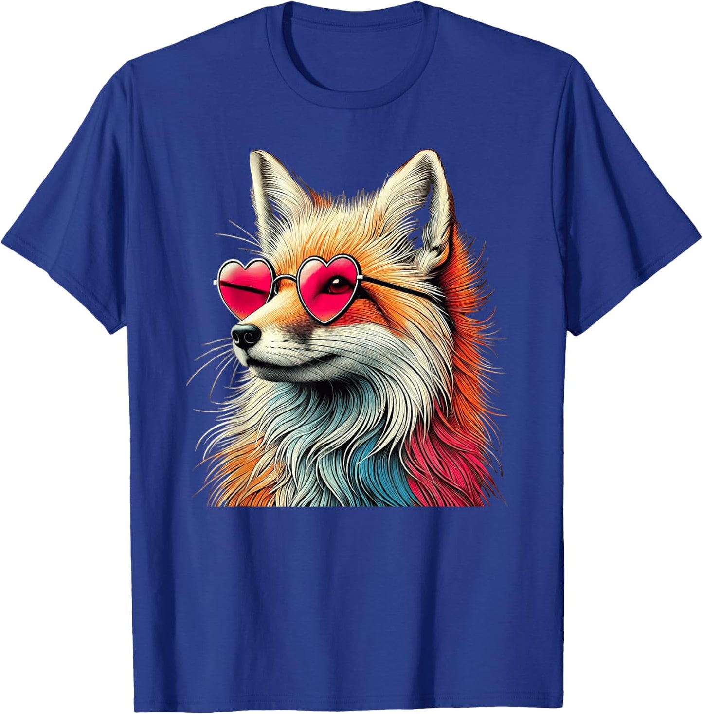 Valentines Day Fox Heart Sunglasses Boys Girls Women T-Shirt - T-Shirt | Royal