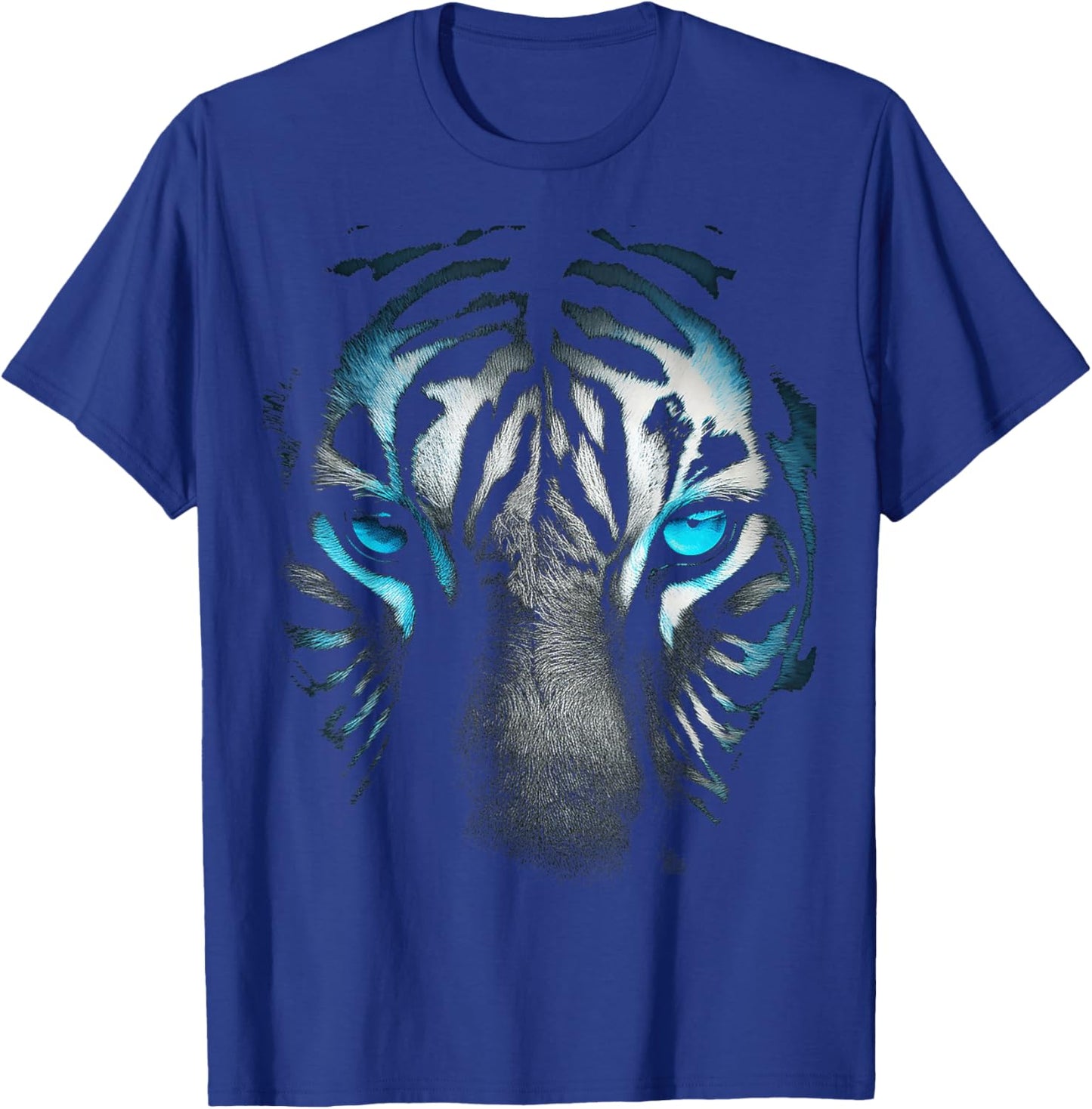 Tiger Blue Eyes Animal Portrait Art Graphic Tiger T-Shirt - T-Shirt | Royal