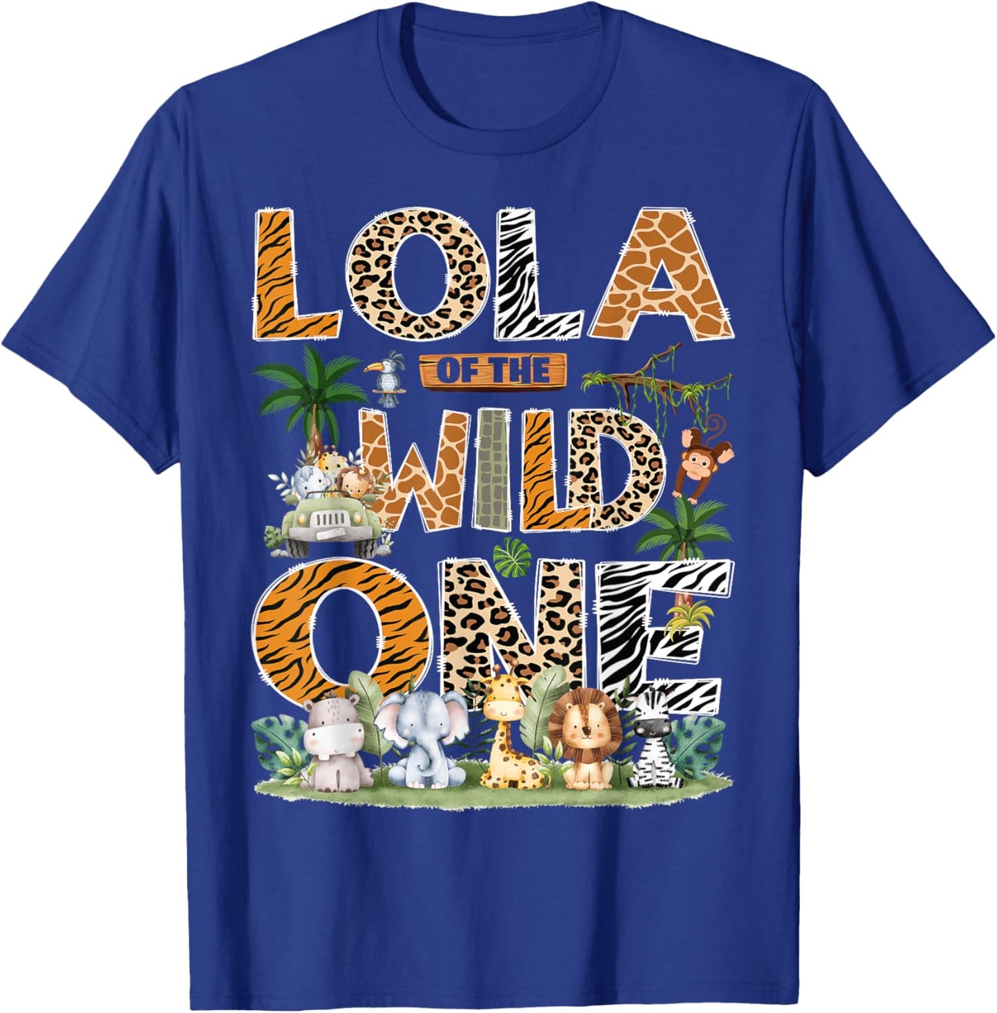 Lola of The Wild One Safari Jungle Zoo 1st Birthday Boy T-Shirt - T-Shirt | Royal