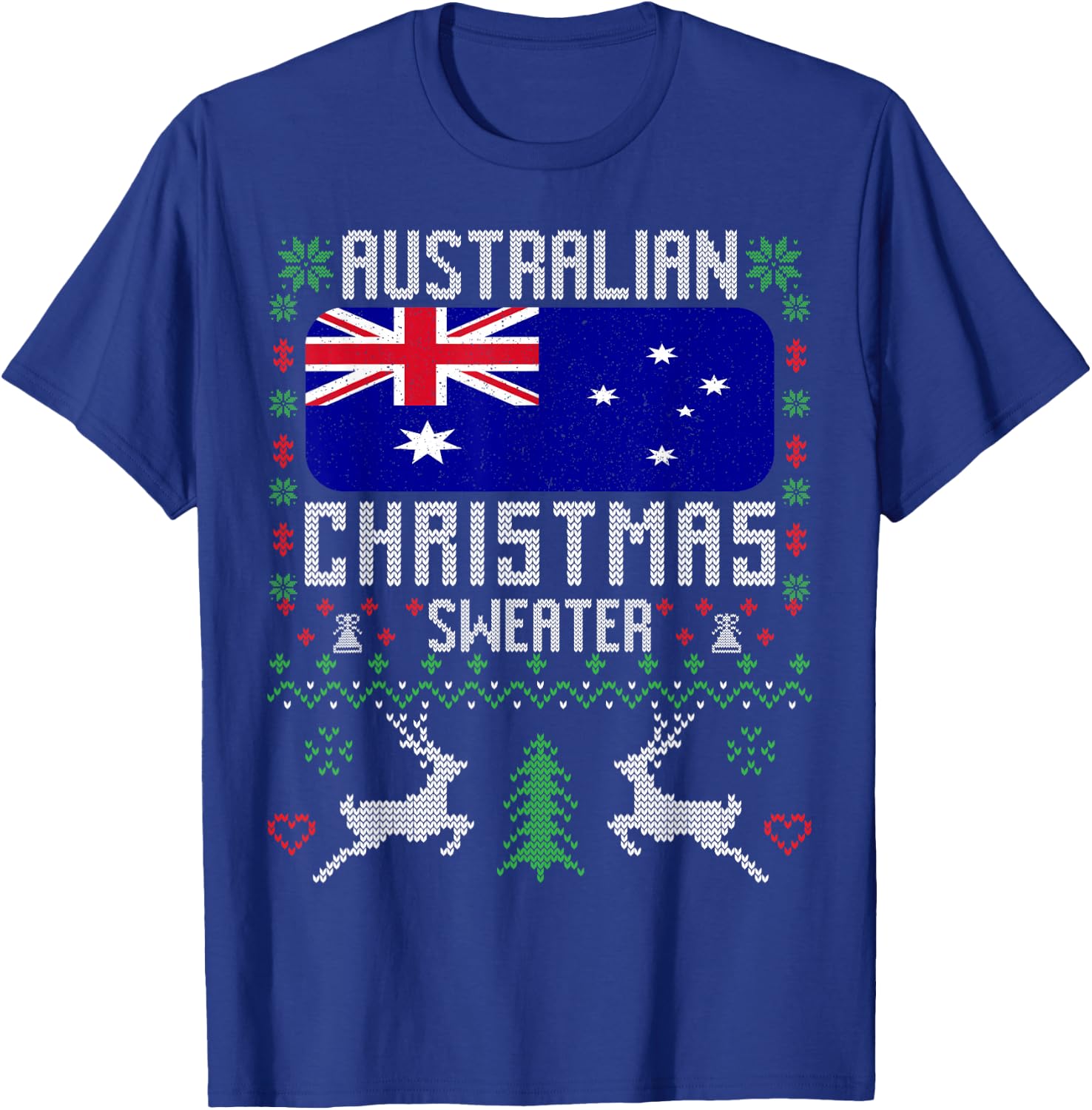 Australia Flag Australian Christmas Sweater T-Shirt - T-Shirt | Royal