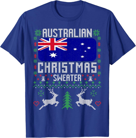 Australia Flag Australian Christmas Sweater T-Shirt - T-Shirt | Royal