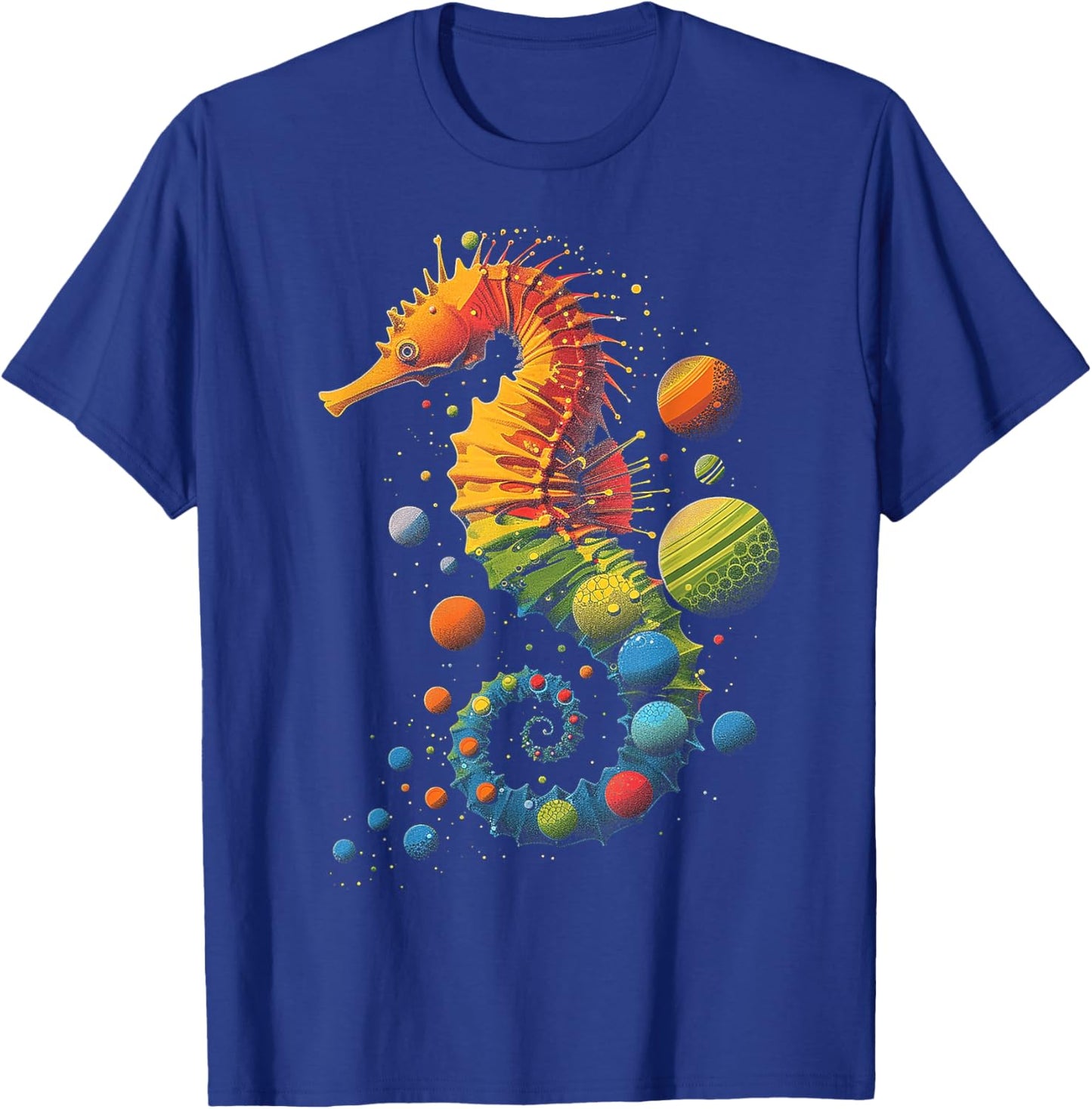 Sea Horse Planets Colorful Animal Art Graphic Sea Horse T-Shirt - T-Shirt | Royal