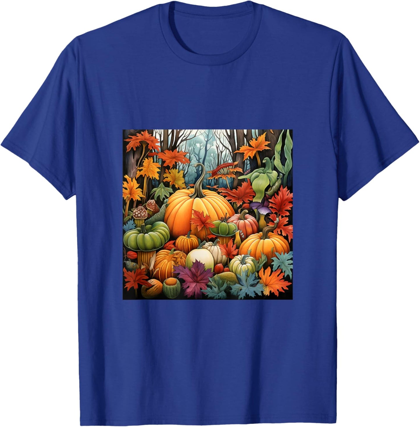 Fall Leaves autumn pumpkin pattern autumn color foliage T-Shirt - T-Shirt | Royal