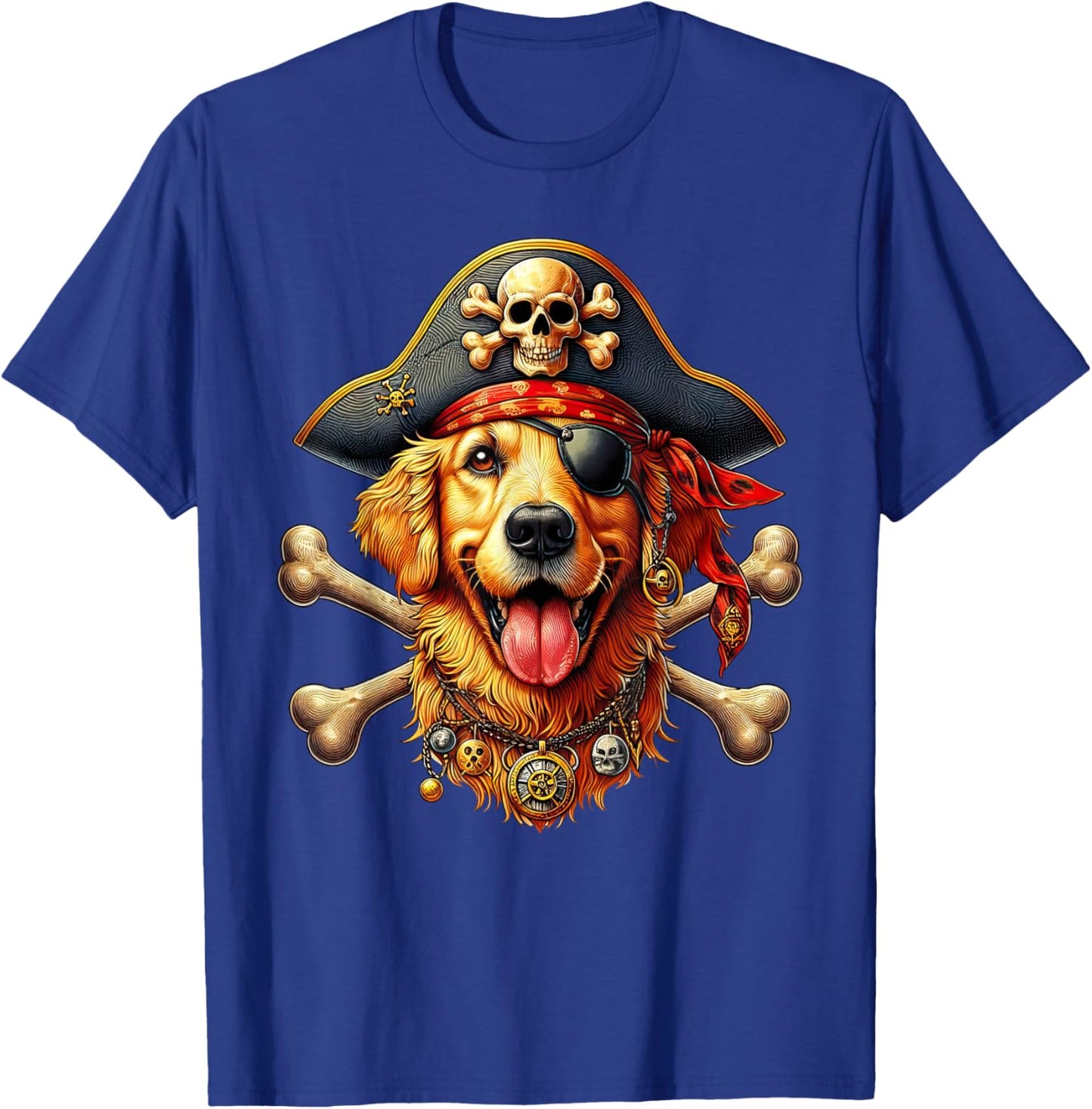 Golden Retriever Pirate Crossbones Halloween Kid T-Shirt - T-Shirt | Royal