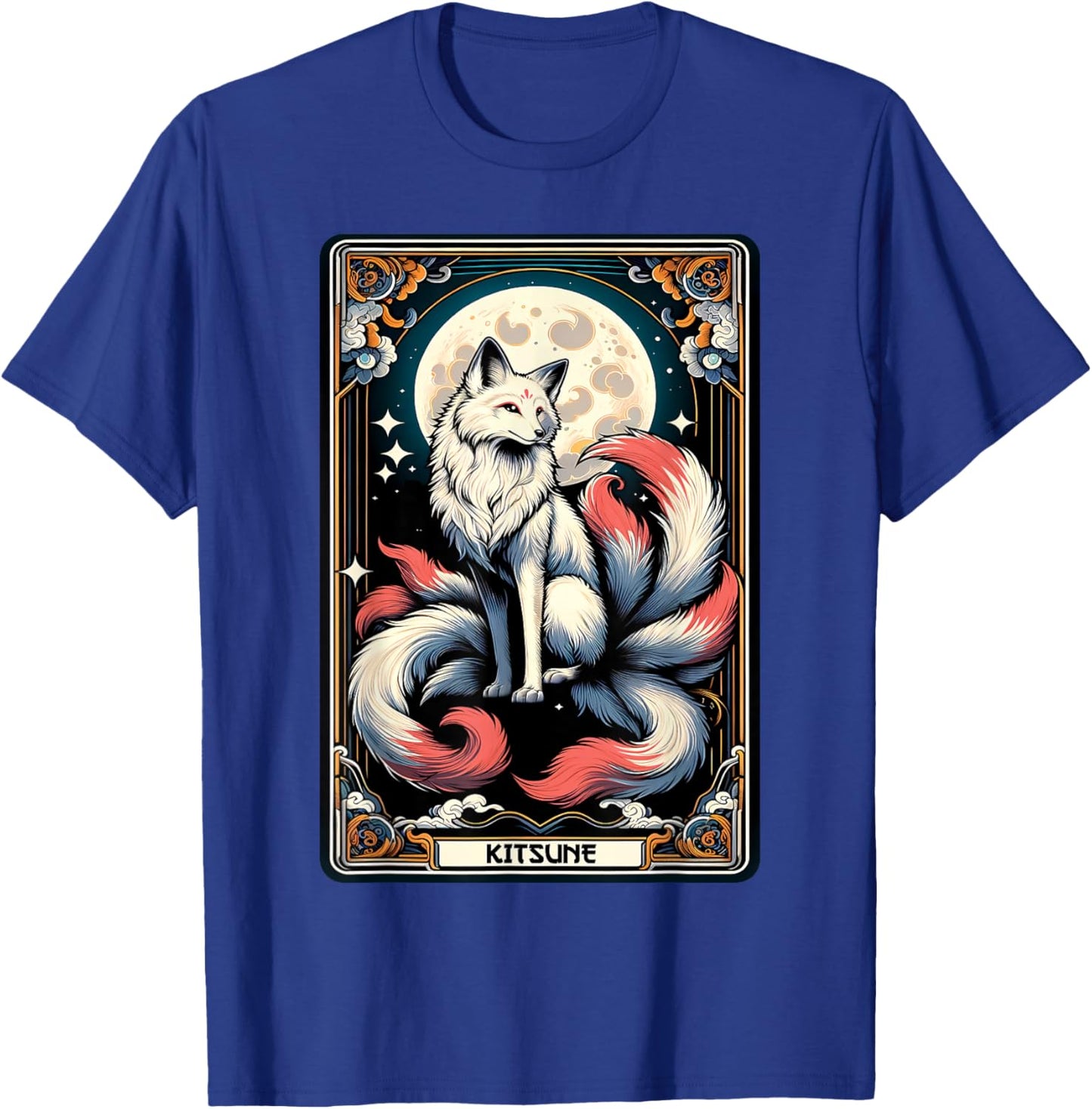 Japanese Kitsune Fox Nine Tailed Fox Tarot Card Anime T-Shirt - T-Shirt | Royal