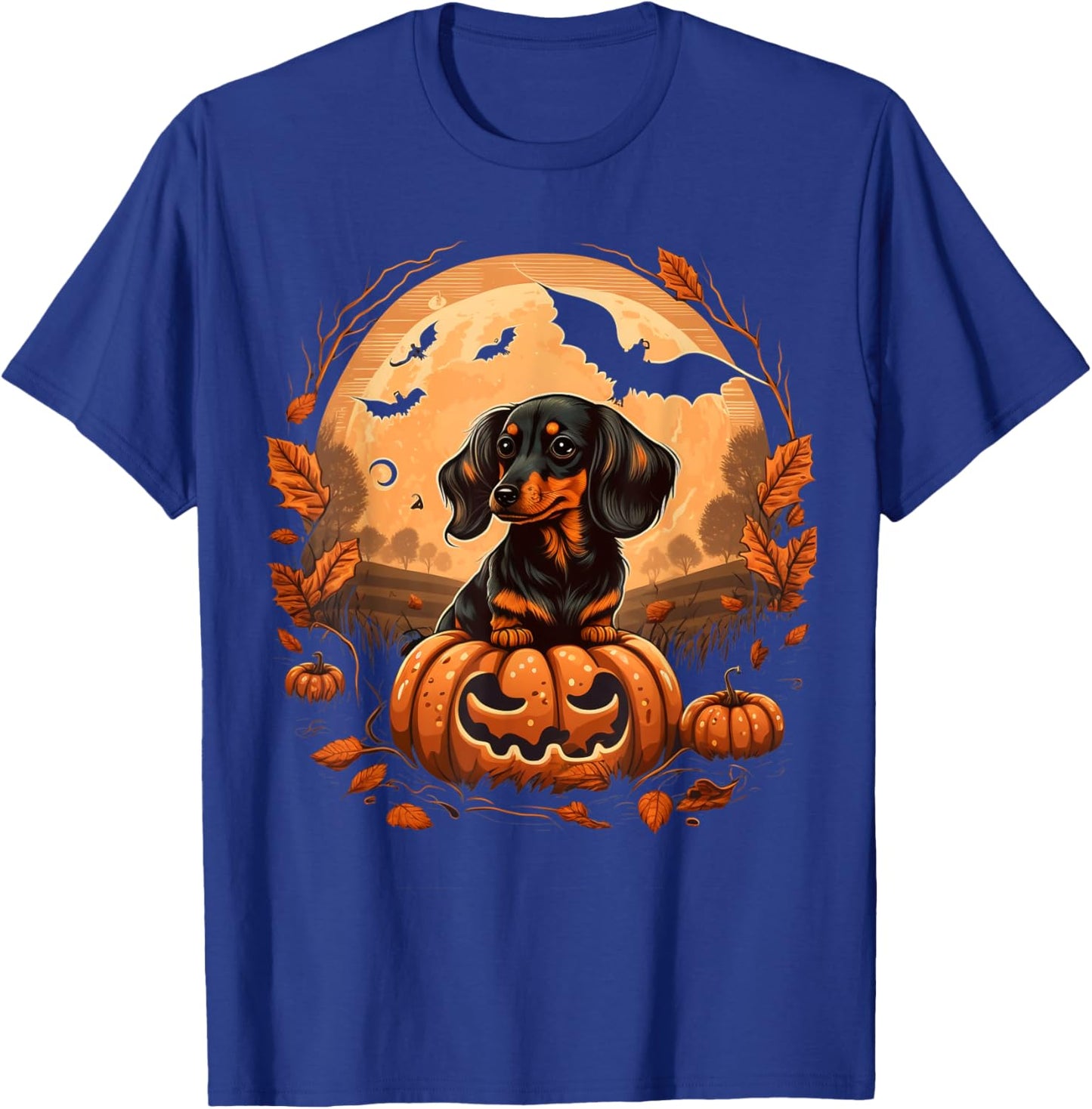 Pumpkin Dachshund costume on Dachshund Halloween T-Shirt - T-Shirt | Royal