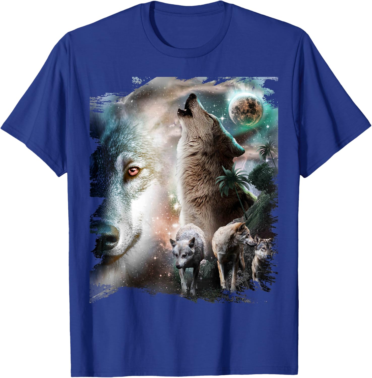 Space Wolves Wolf Howling at Moon T-Shirt - T-Shirt | Royal