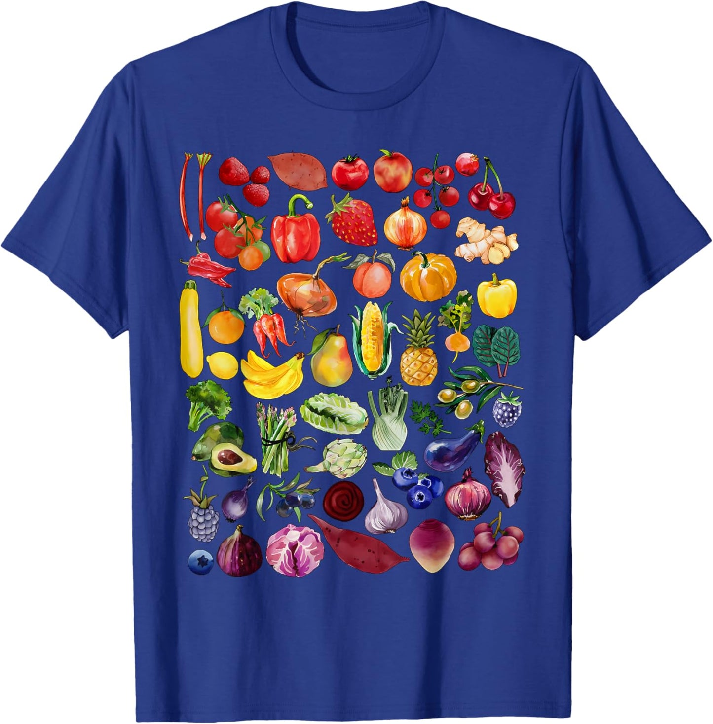 Rainbow Fruit And Vegetable Vegans Gardeners Vegetarian Day T-Shirt - T-Shirt | Royal