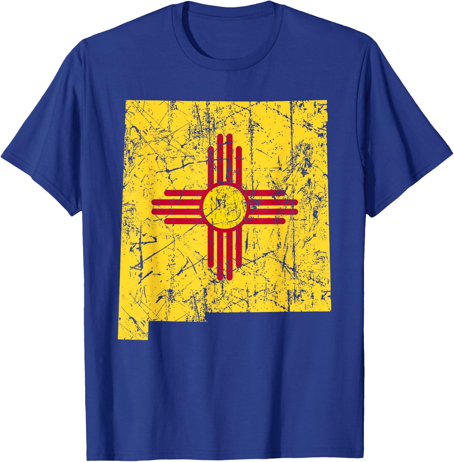 USA State New Mexico Flag Map Red Zia Sun Symbol T-Shirt - T-Shirt | Royal