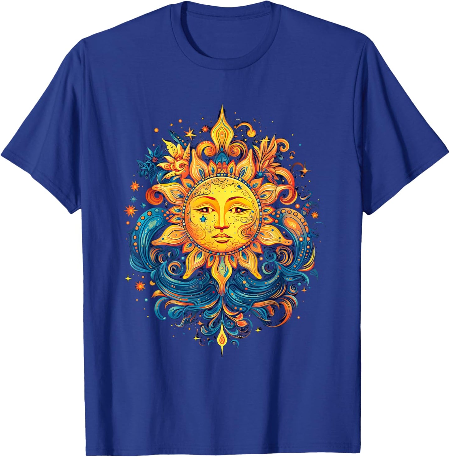 Mystic Sun and Moon Woman Mystical Flowers Aesthetic T-Shirt - T-Shirt | Royal