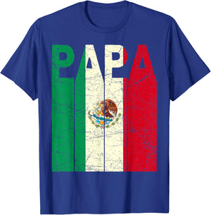 Mexican Papa Vintage Mexican Dad Mexican Flag Retro T-Shirt - T-Shirt | Royal