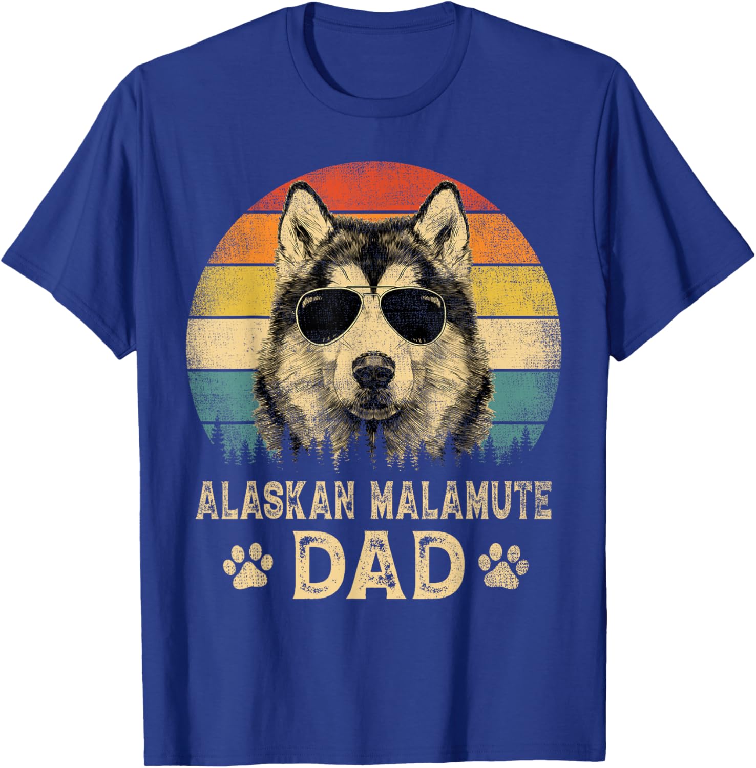 Vintage Alaskan Malamute Dad Dog Lovers Father's Day T-Shirt - T-Shirt | Royal