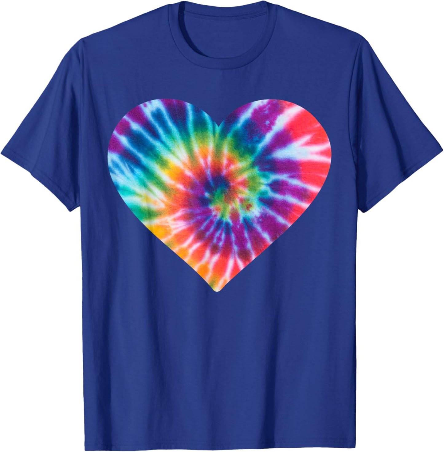 Colorful Heart Tie Dye - Cute Rainbow Valentines Day Graphic T-Shirt - T-Shirt | Royal