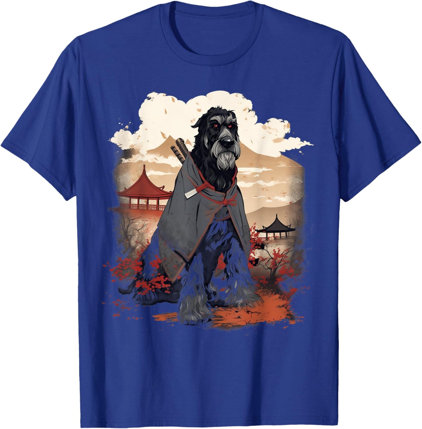 Vintage Japanese Art Samurai Giant Schnauzer Dog T-Shirt - T-Shirt | Royal
