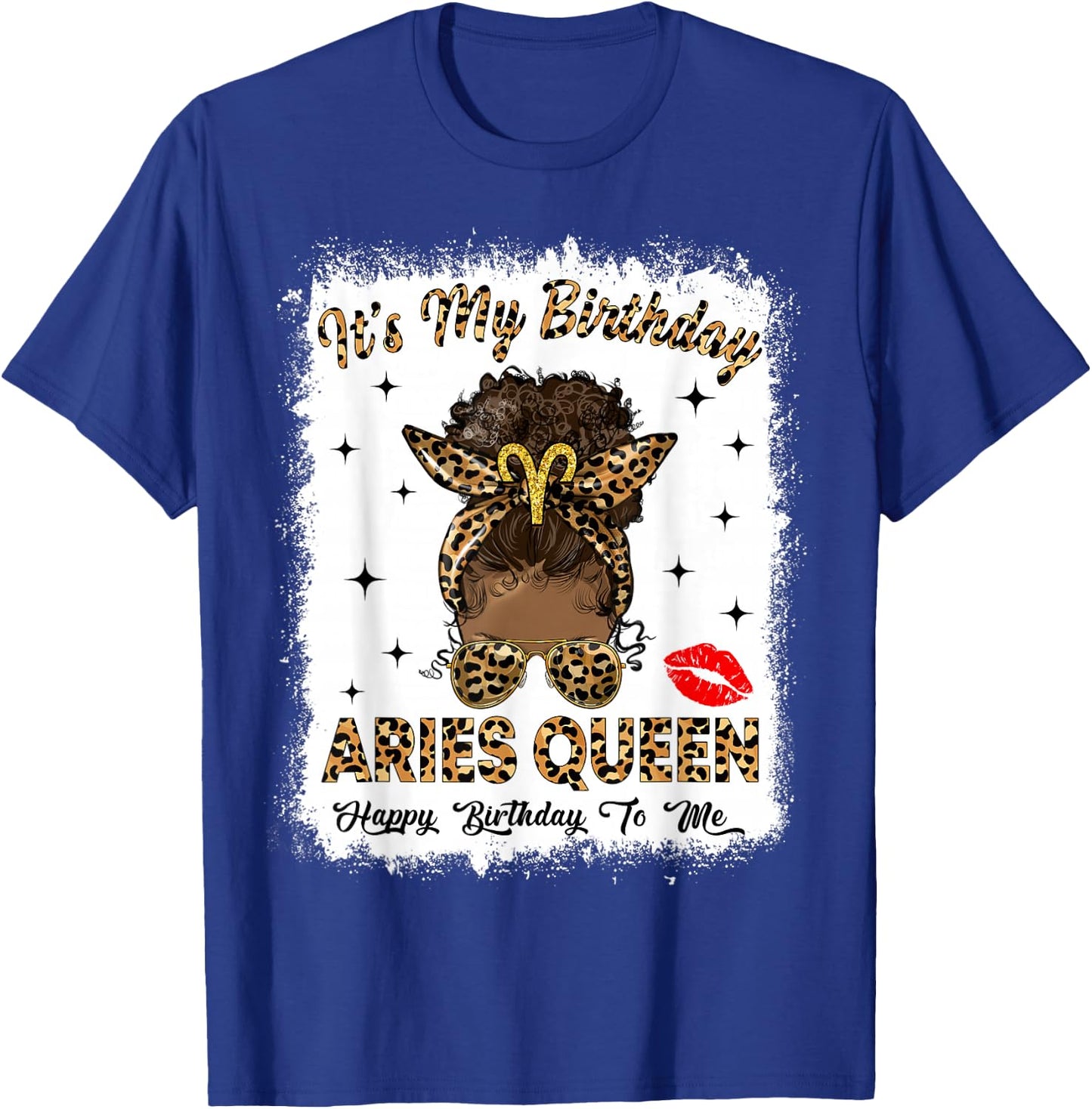 Aries Queen Afro Messy Bun It's My Birthday Black Woman T-Shirt - T-Shirt | Royal