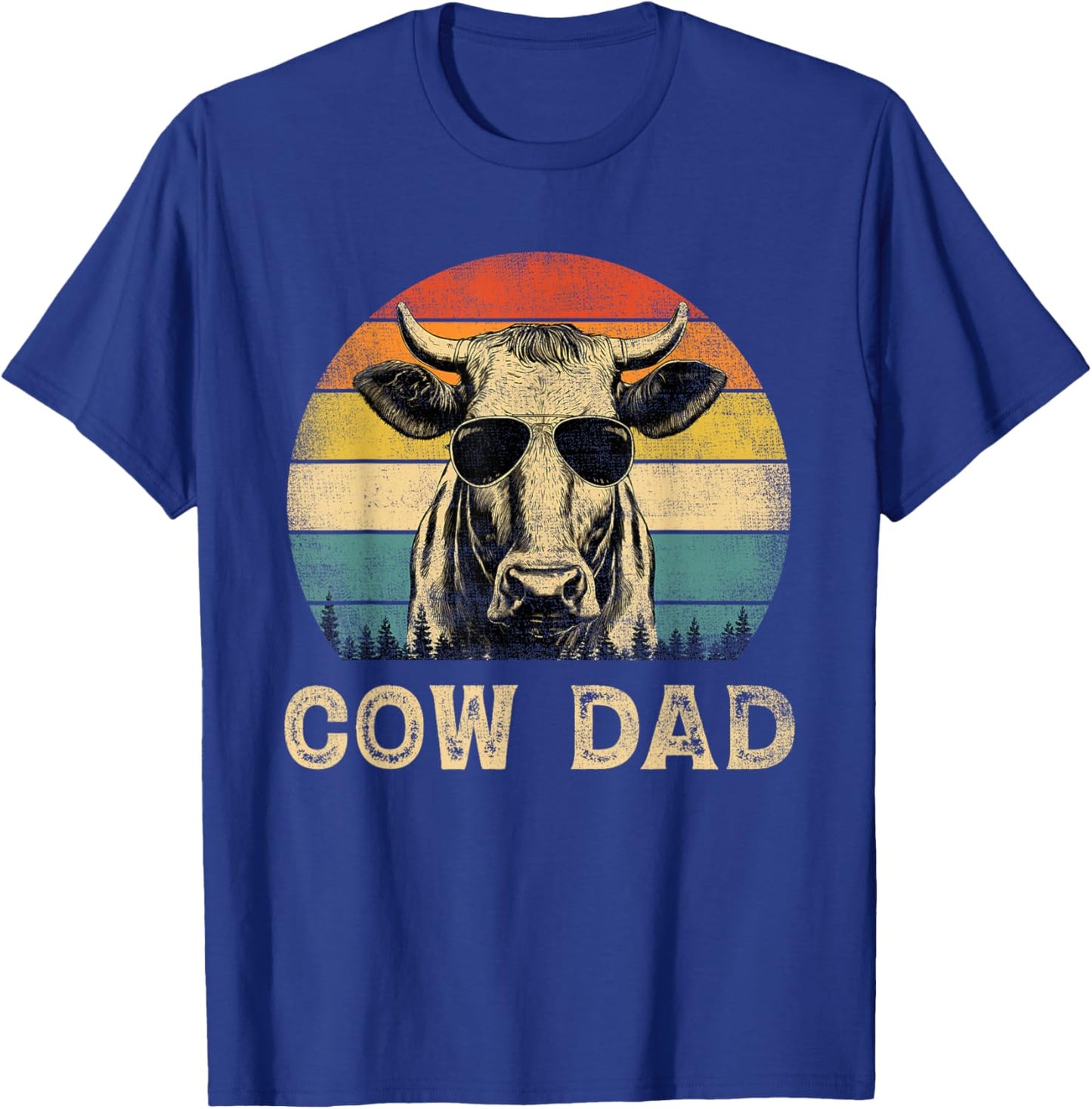 Vintage Cow Dad Cow Lovers Daddy Father's Day T-Shirt - T-Shirt | Royal