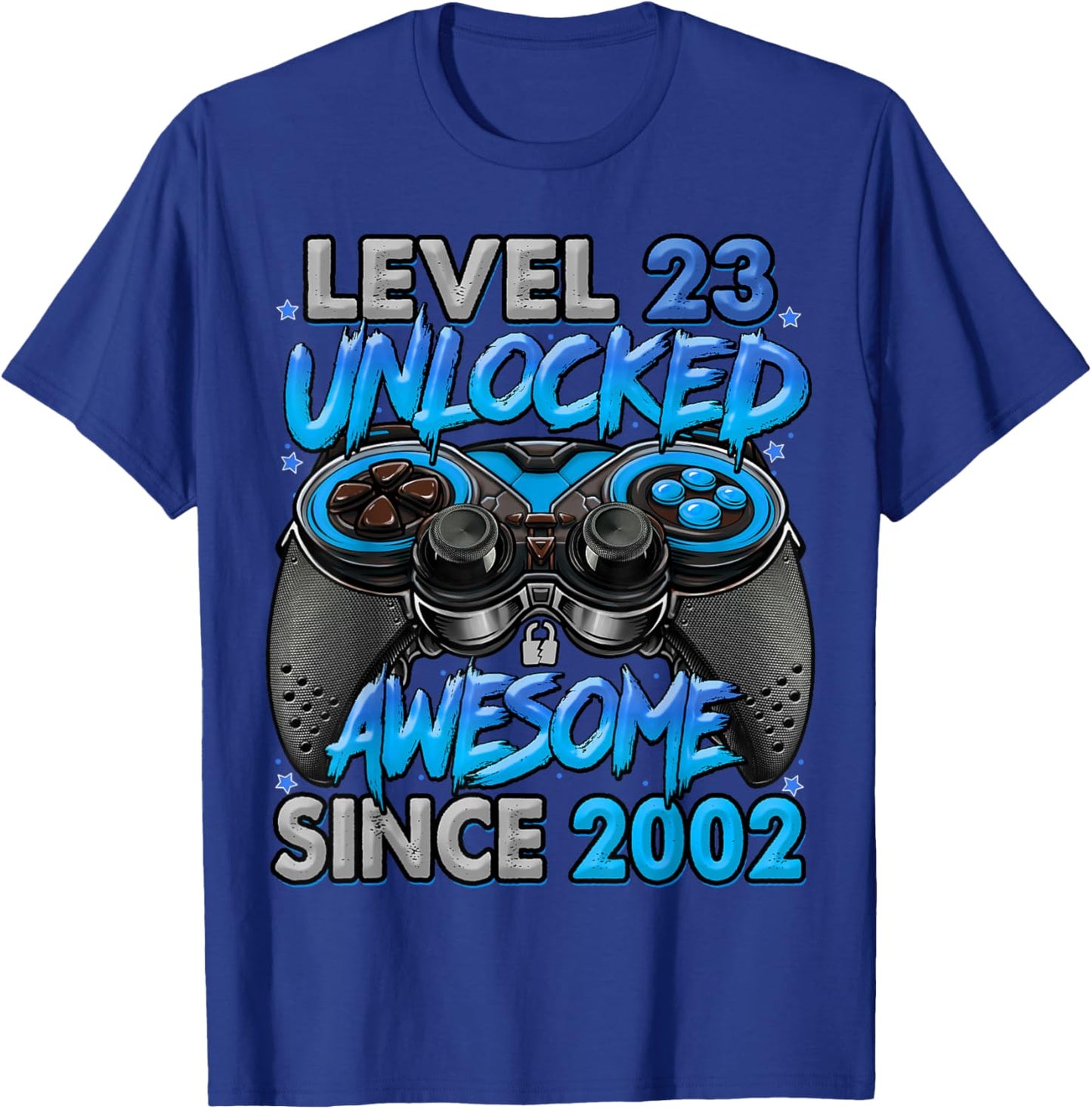 Level 23 Unlocked Awesome Since 2002 23rd Birthday Gaming T-Shirt - T-Shirt | Royal