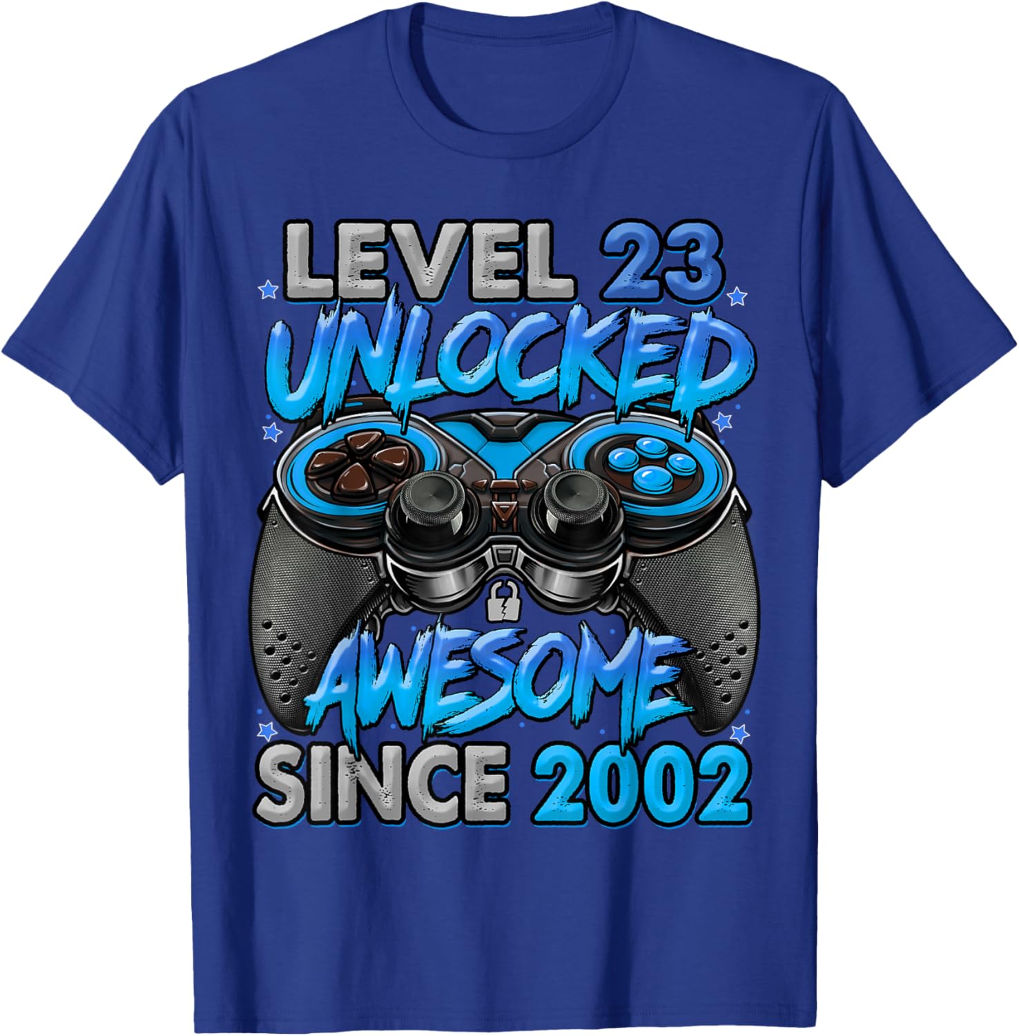 Level 23 Unlocked Awesome Since 2002 23rd Birthday Gaming T-Shirt - T-Shirt | Royal