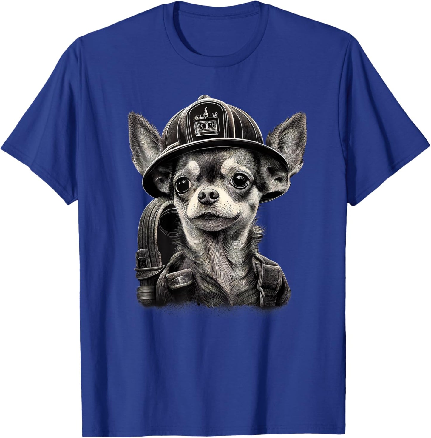 Chihuahua - Firefighter Fireman Cool Dog Men Hat Fire T-Shirt - T-Shirt | Royal
