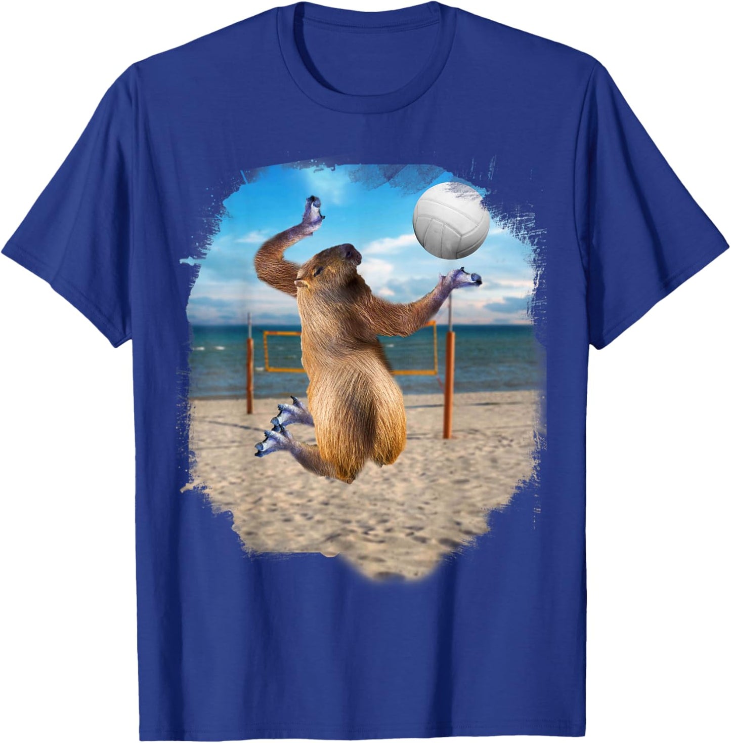 Capybara Playing Beach Volleyball T-Shirt - T-Shirt | Royal