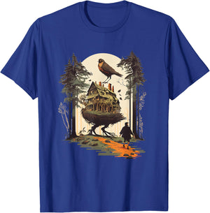 Walking House on Chicken Legs Slavic folklore Baba Yaga Art T-Shirt - T-Shirt | Royal