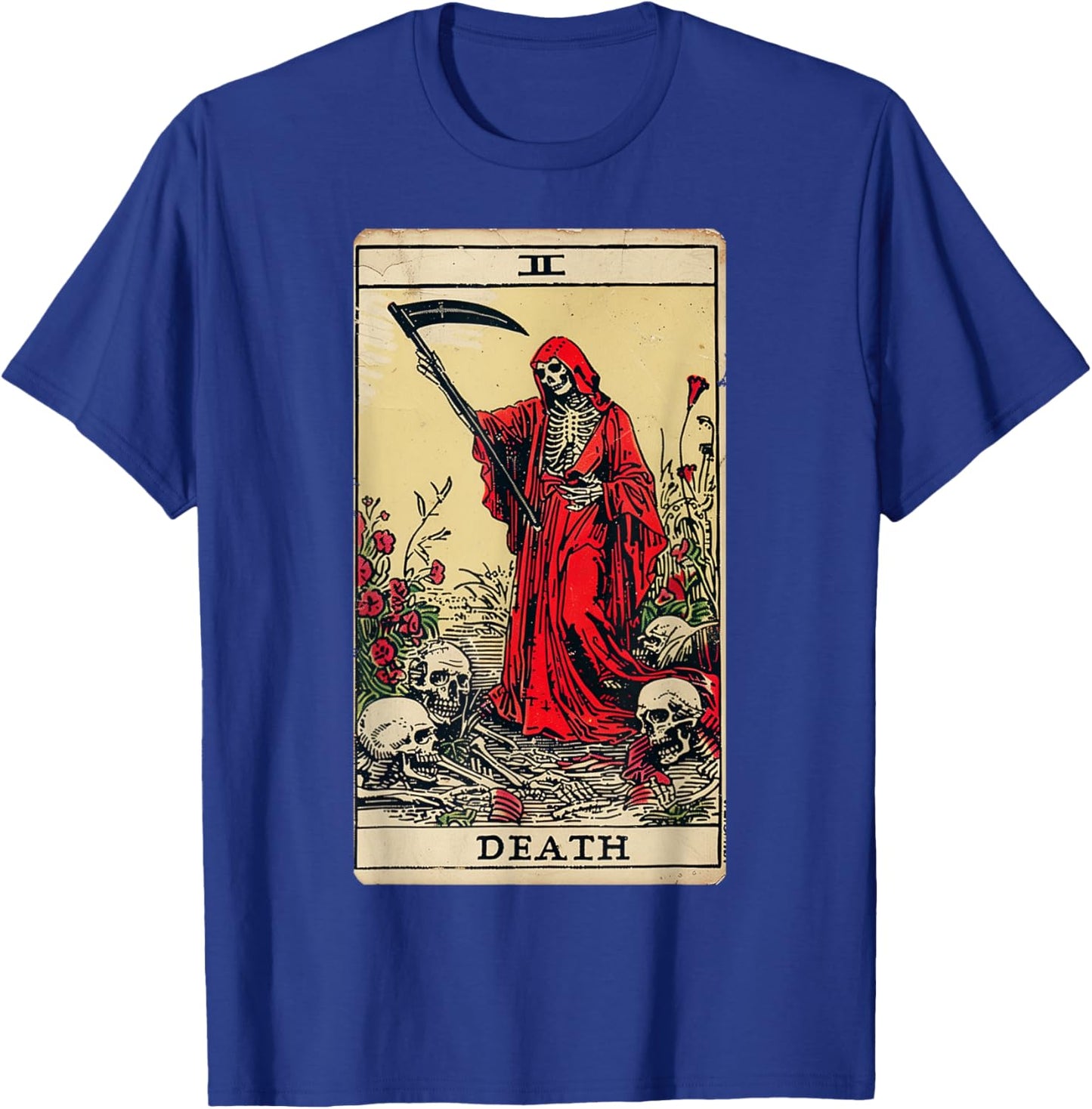 Vintage Death Tarot Card Black Gothic Skull Dead Reaper Grim T-Shirt - T-Shirt | Royal