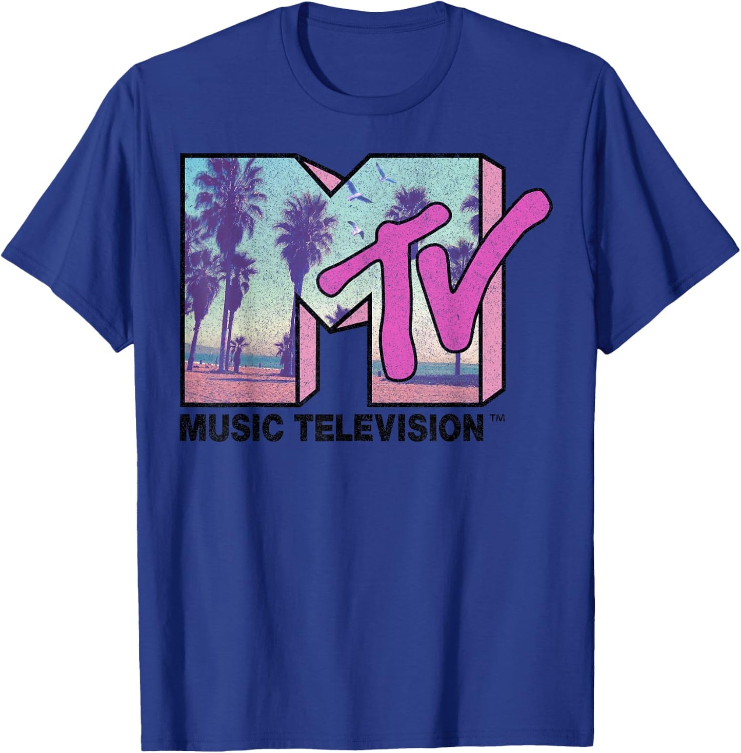 MTV MTV Beach and Palm Tree Logo Graphic T-Shirt - T-Shirt | Royal