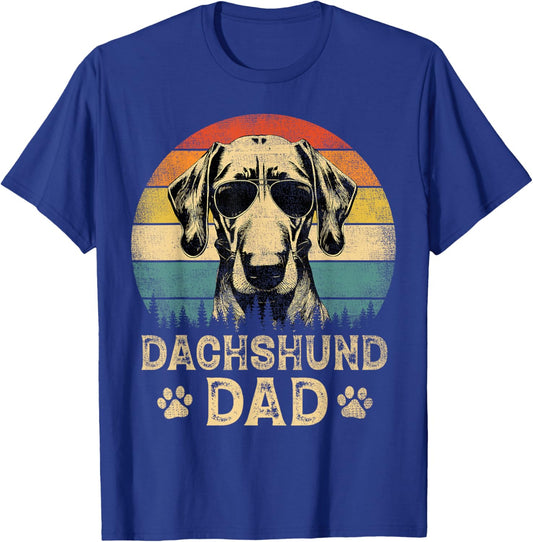 Vintage Dachshund Dad Dog Lovers Father's Day Men Women T-Shirt - T-Shirt | Royal