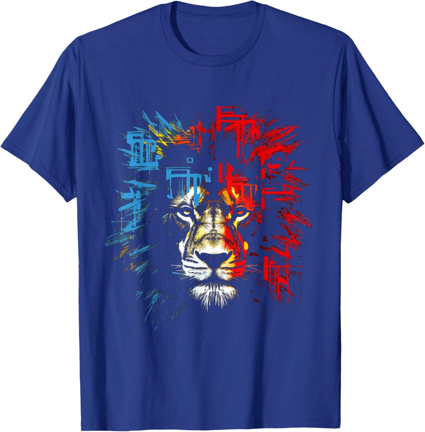 Lion Drawing Abstract Animal Lover Graphic Lion T-Shirt - T-Shirt | Royal