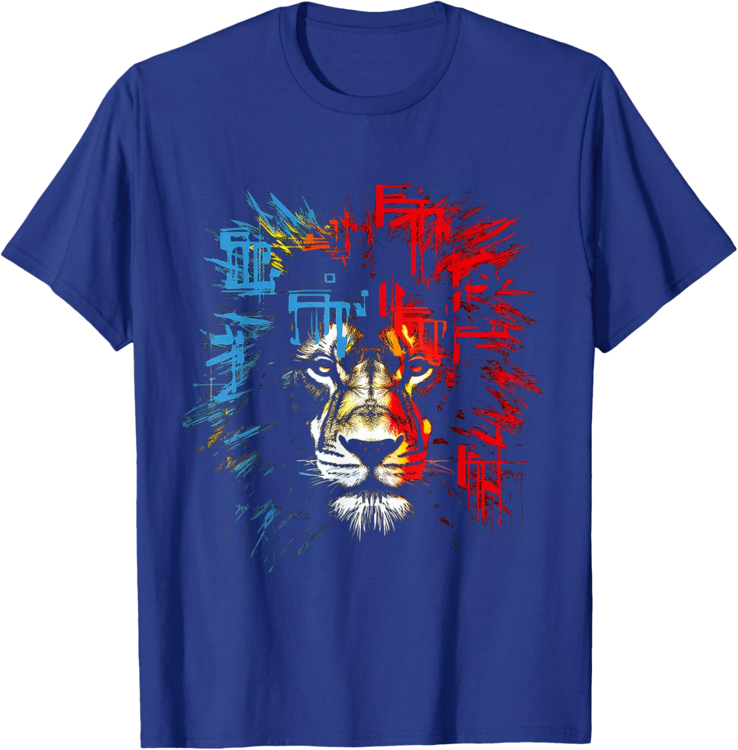 Lion Drawing Abstract Animal Lover Graphic Lion T-Shirt - T-Shirt | Royal