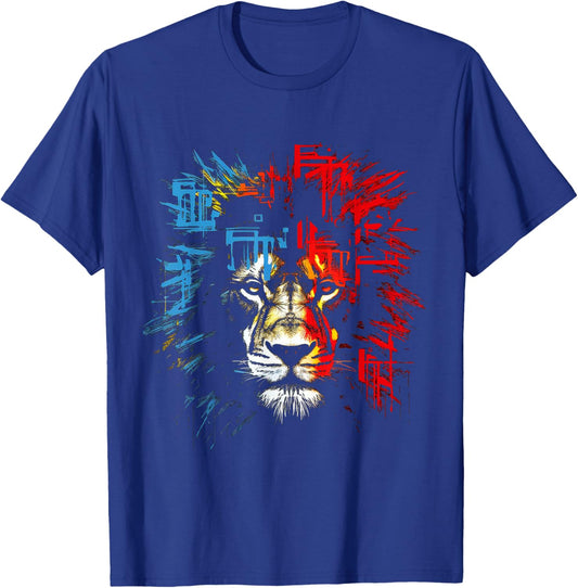 Lion Drawing Abstract Animal Lover Graphic Lion T-Shirt - T-Shirt | Royal