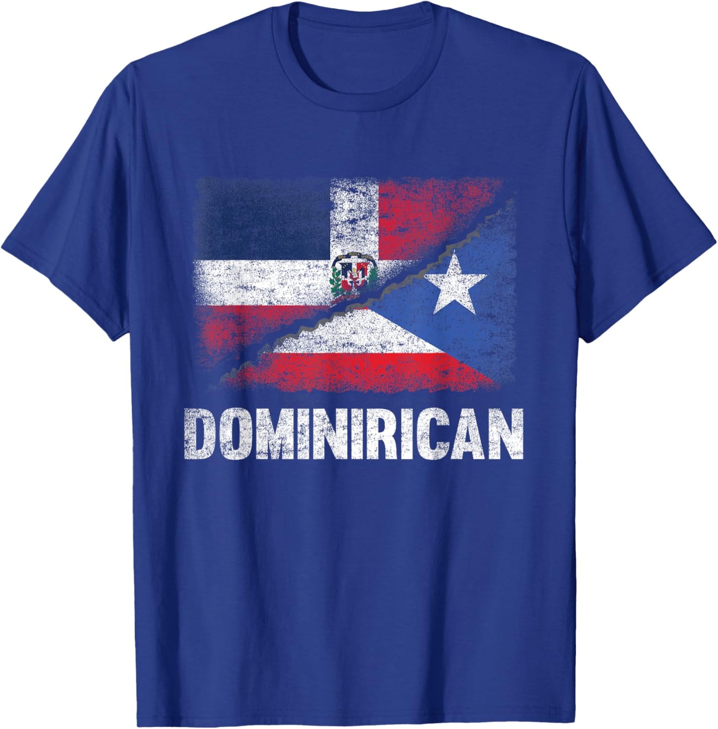 Half Dominican Half Puerto Rican Flag Dominirican T-Shirt - T-Shirt | Royal