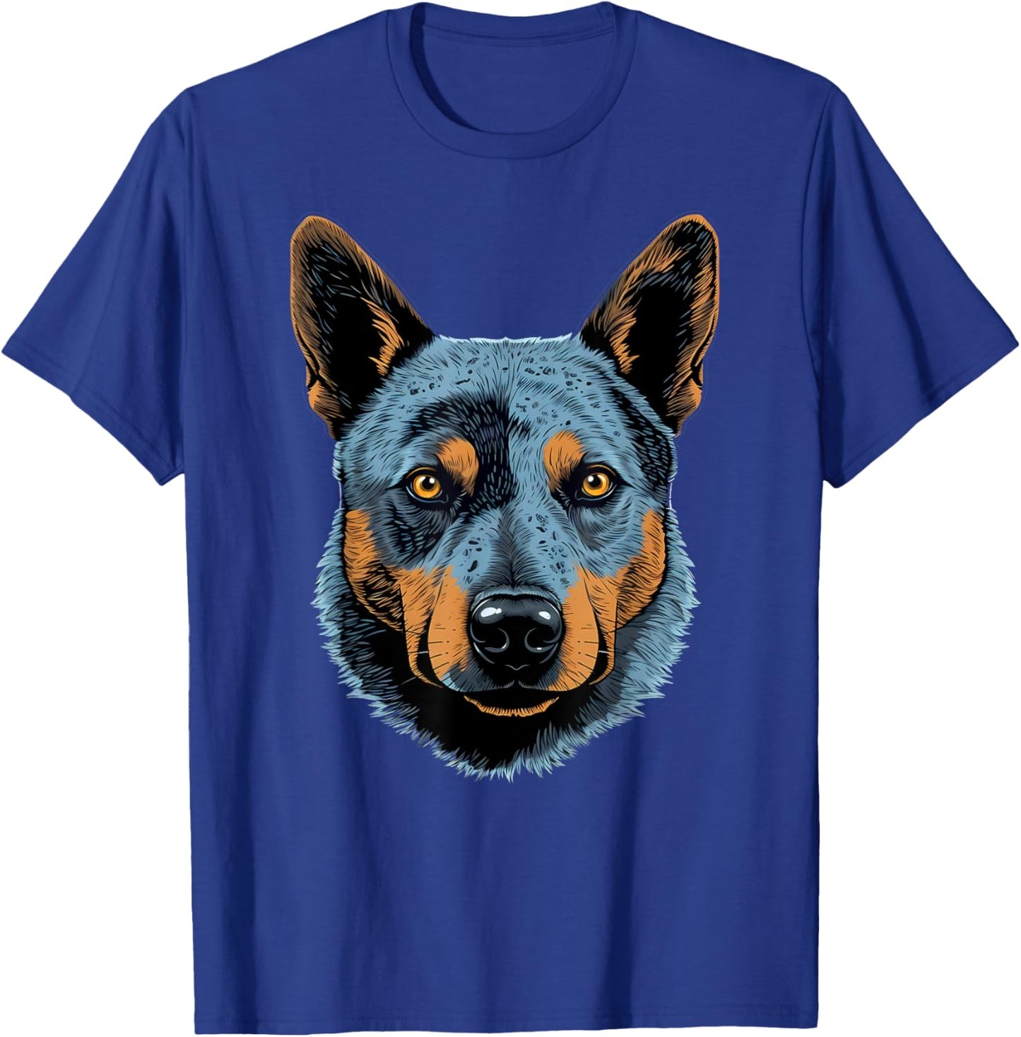 Blue Heeler Cute Cartoon Australian Cattle Dog Face Puppy T-Shirt - T-Shirt | Royal