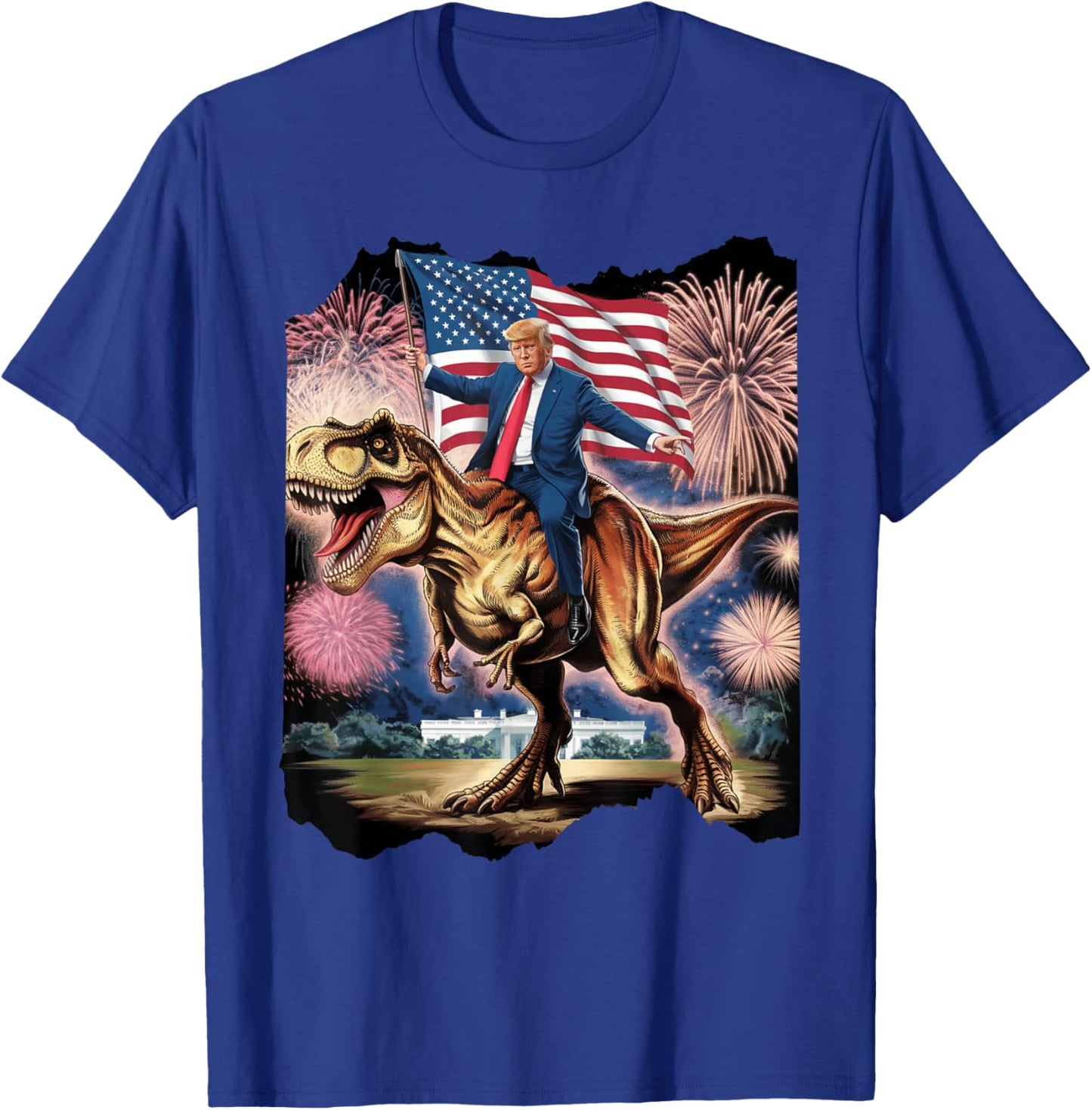 Donald Trump T Rex Dinosaur White House US America President T-Shirt - T-Shirt | Royal