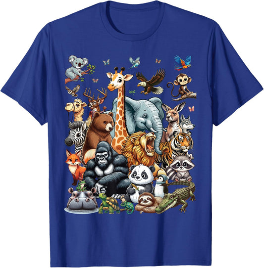 Zoo Animals Wildlife Safari Jungle Zoo Birthday Party T-Shirt - T-Shirt | Royal