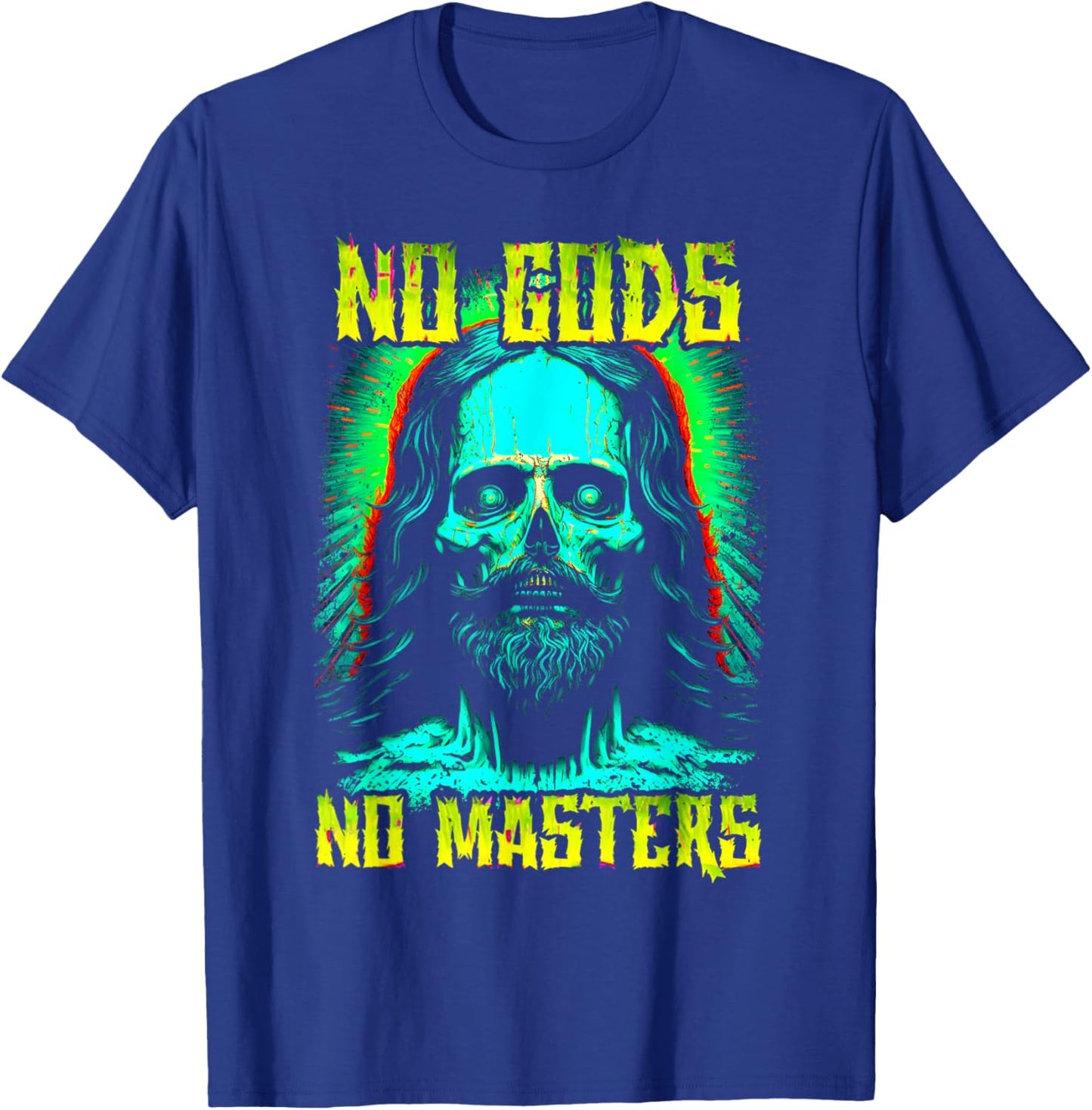 No Gods, No Masters Zombie Jesus Punk Goth Grunge Atheist T-Shirt - T-Shirt | Royal