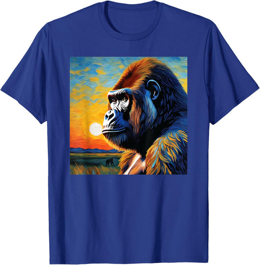 Gorilla head painting Art face for lover Silverback animal T-Shirt - T-Shirt | Royal