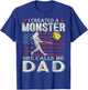 Softball Dad US Flag I Created A Monster She Calls Me Dad T-Shirt - T-Shirt | Royal