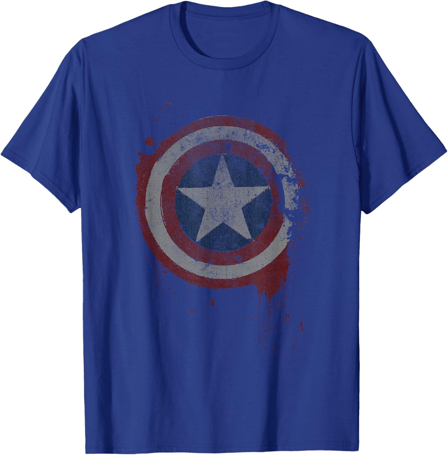 Marvel Comics Classic Distressed Drip Captain America Shield T-Shirt - T-Shirt | Royal