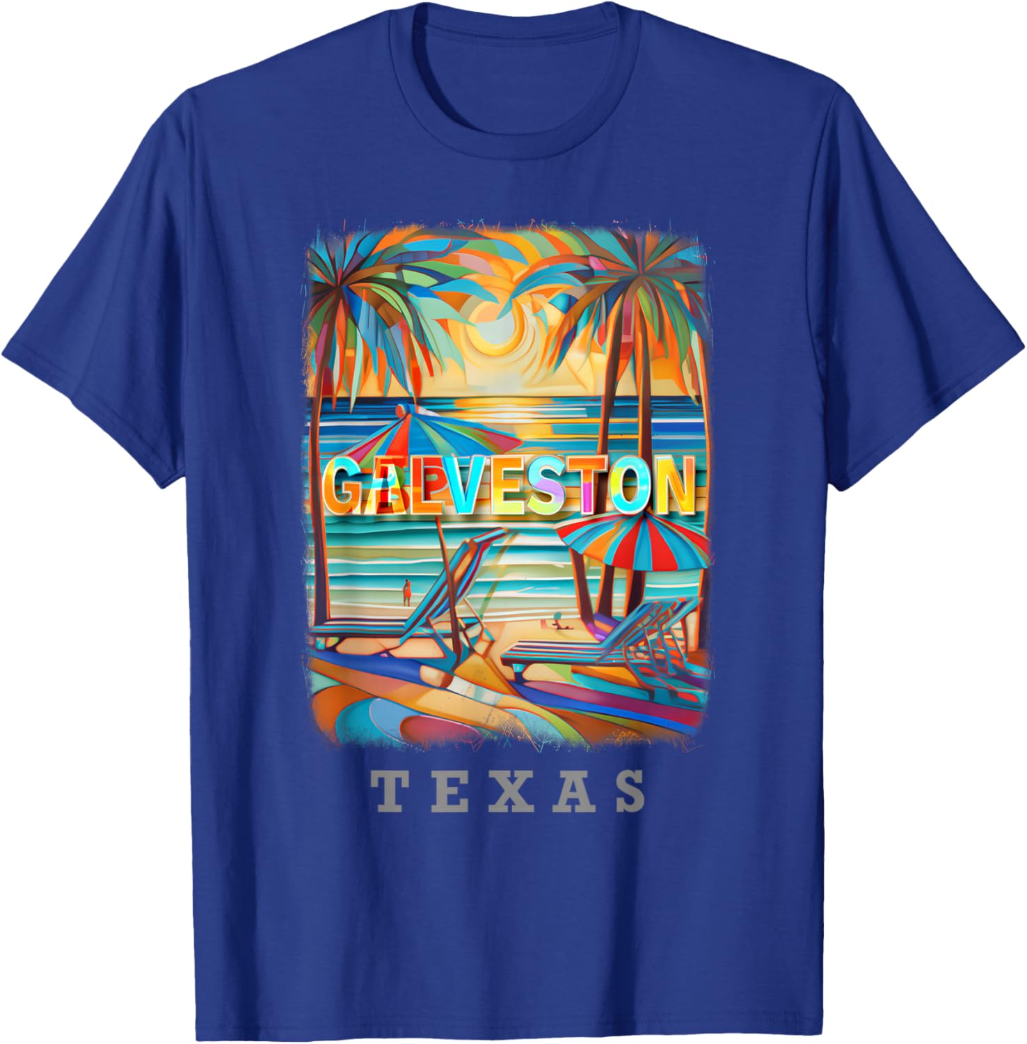 Galveston Texas TX Island Paradise SD882 T-Shirt - T-Shirt | Royal