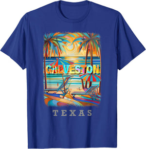 Galveston Texas TX Island Paradise SD882 T-Shirt - T-Shirt | Royal