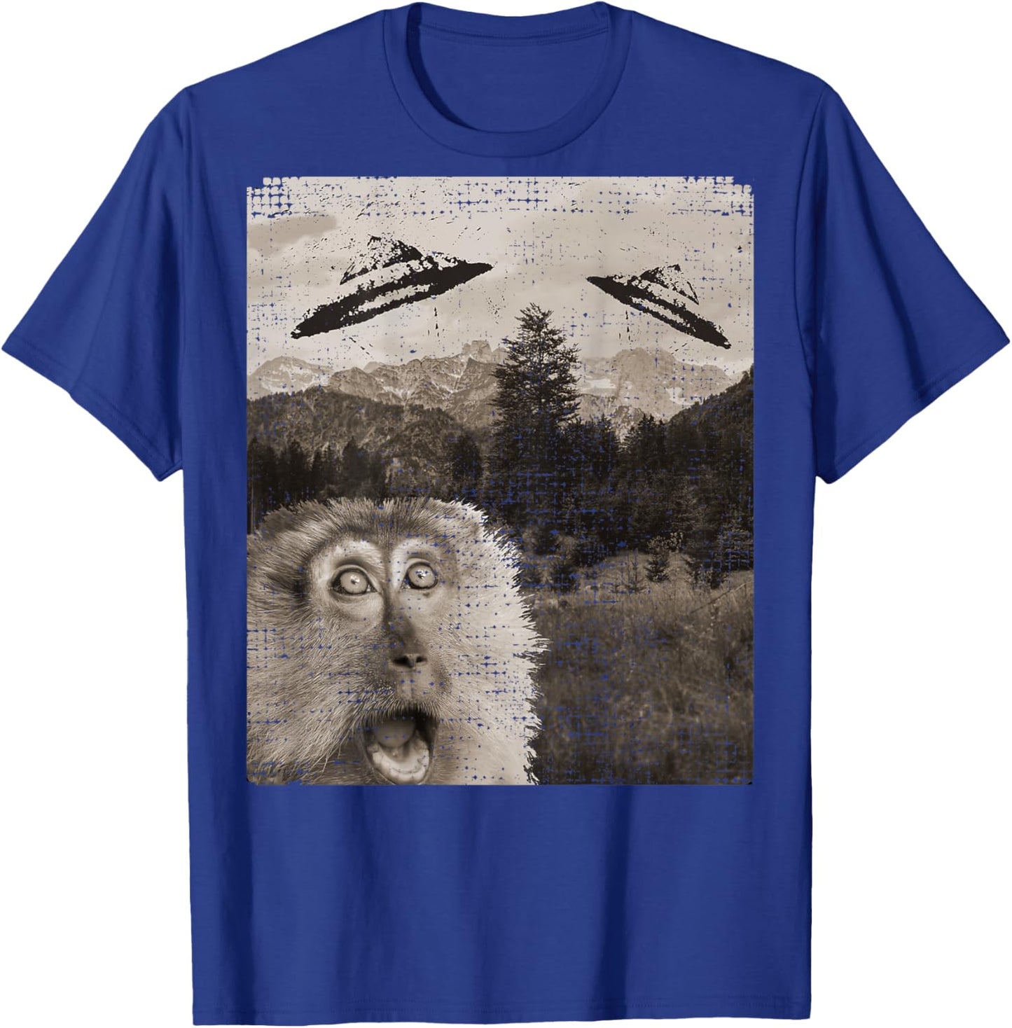 Monkey Ape Space UFO Incoming UFO Landing Funny UFO T-Shirt - T-Shirt | Royal