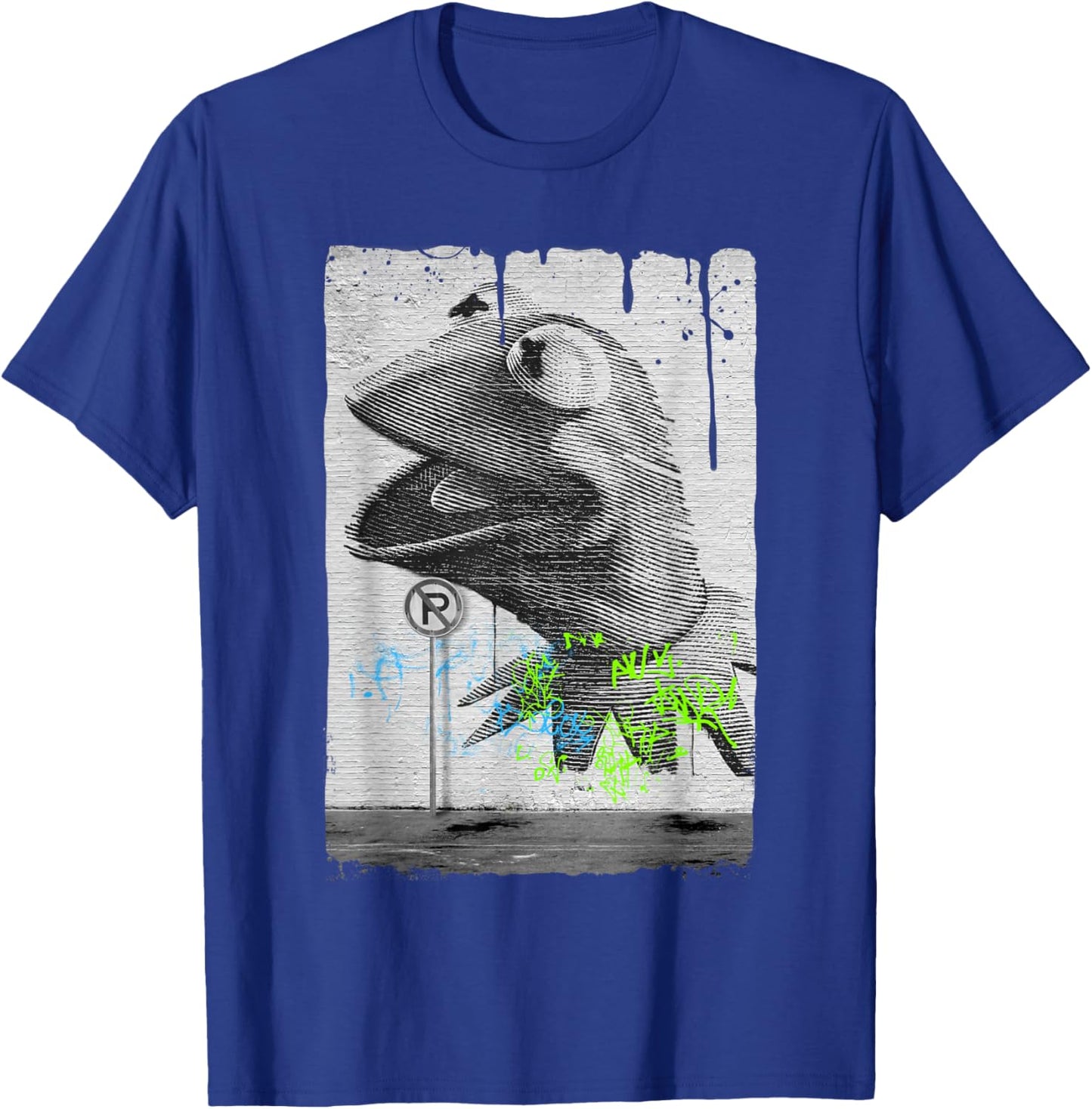 Disney The Muppets Kermit The Frog Distressed Overlay Panel T-Shirt - T-Shirt | Royal