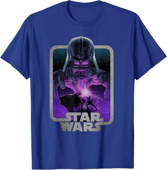Star Wars Darth Vader vs Luke Skywalker Epic Poster Card T-Shirt - T-Shirt | Royal