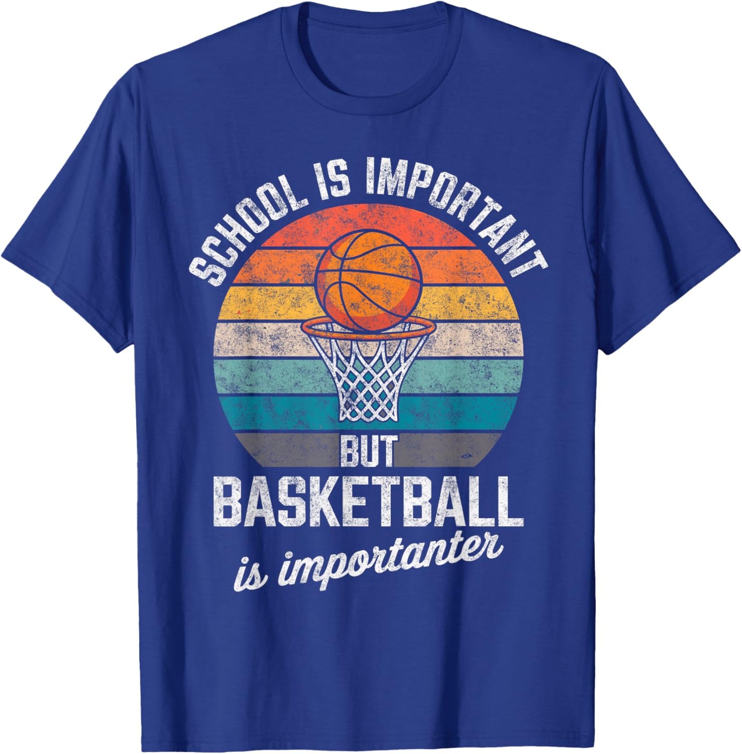 Vintage School is Important but Basketball is Importanter T-Shirt - T-Shirt | Royal