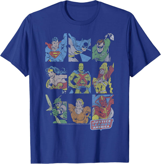 DC Comics Justice League Vintage Box Up T-Shirt - T-Shirt | Royal