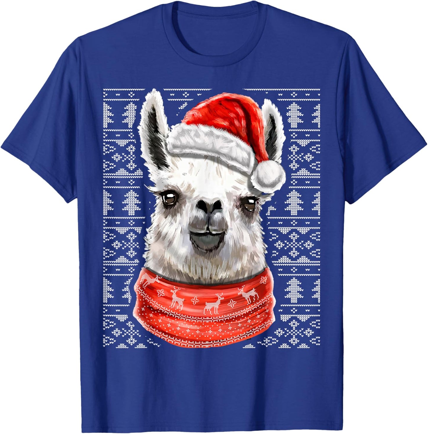 Ugly Christmas Llama Santa Costume Llama Christmas Gift T-Shirt - T-Shirt | Royal